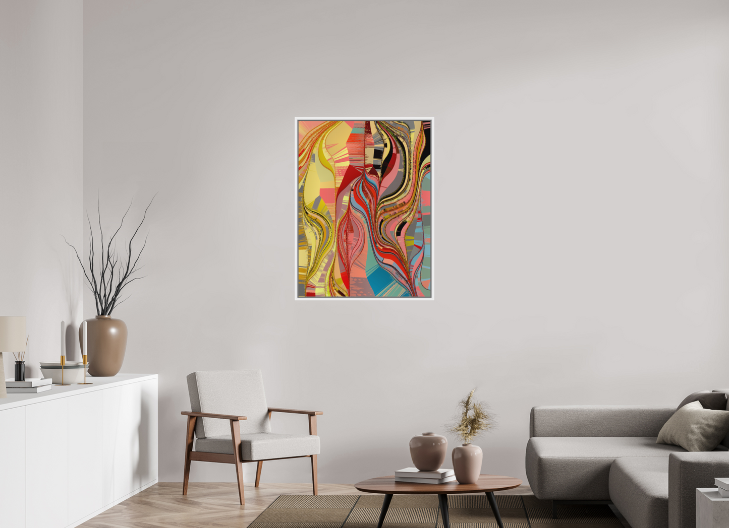 75 x 100 cm, Fine Art Print on Alu-Dibond in Floater Frame White Serendicay #1